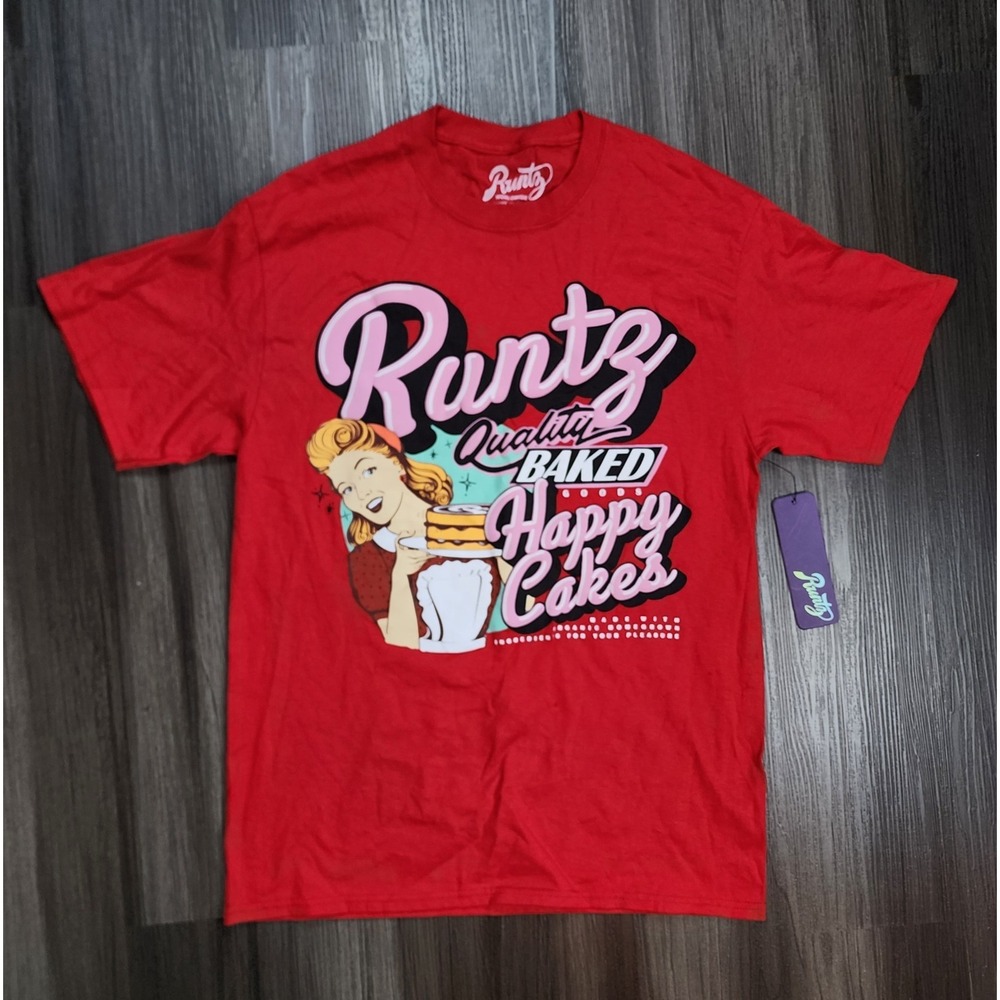 Runtz Men's Size Medium Quality Baked Happy Cakes Red T Shirt Double Sided NWT